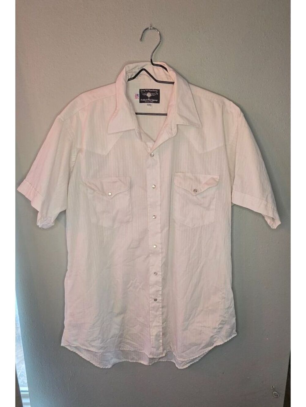 Vintage Flying R Ranchwear Shirt Men XL White Pearl Snap Western USA 80s